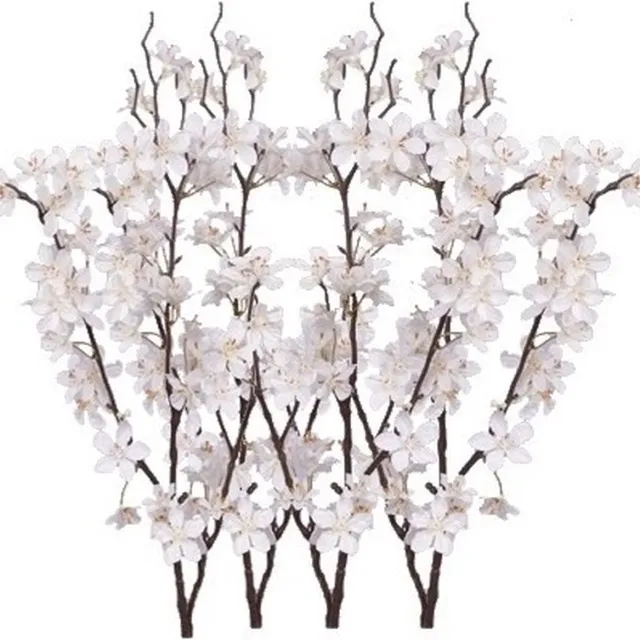 Bellatio Flowers & Plants Witte appelbloesem - 4x - kunstbloem/tak - 57 bloemetjes - 84 cm - nepbloemen - kunstbloemen