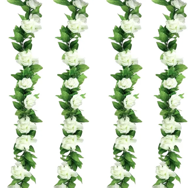 Famanu 4 Trossen Kunstmatige Zonnebloemen - Nepzijden Boeketten Met Stengels - Realistische Gele Faux Bloemen Voor Arrangement Centerpieces Bruiloft WIT