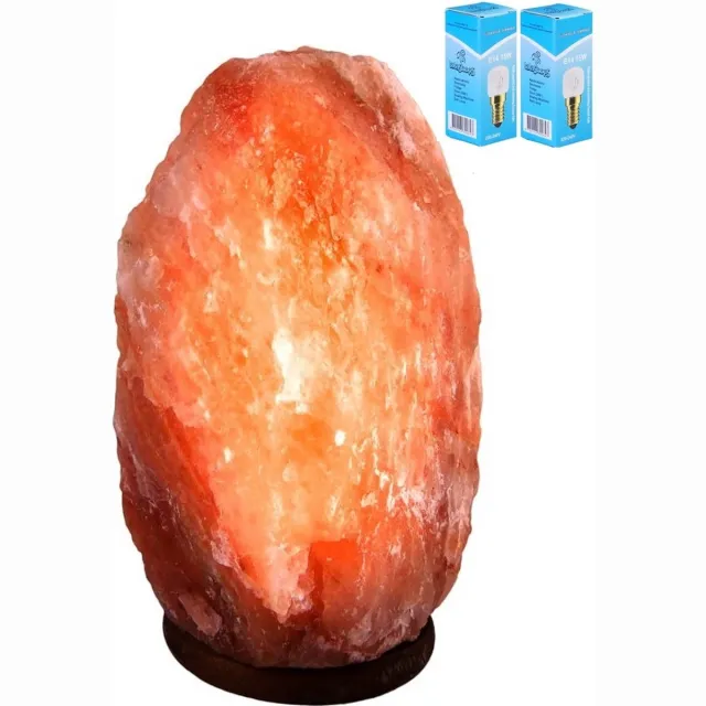 LalaShops Zoutlamp GROOT XXL 15-18kg met 2x Gloeilamp - Himalaya Zout 100% Natuurlijk - Tafellamp van Natuurlijk Haliet Zoutkristal met Sfeervol Warm Licht - Extra Lange Kabel 1.8mtr - c.a. 37x24cm Roze / Oranje