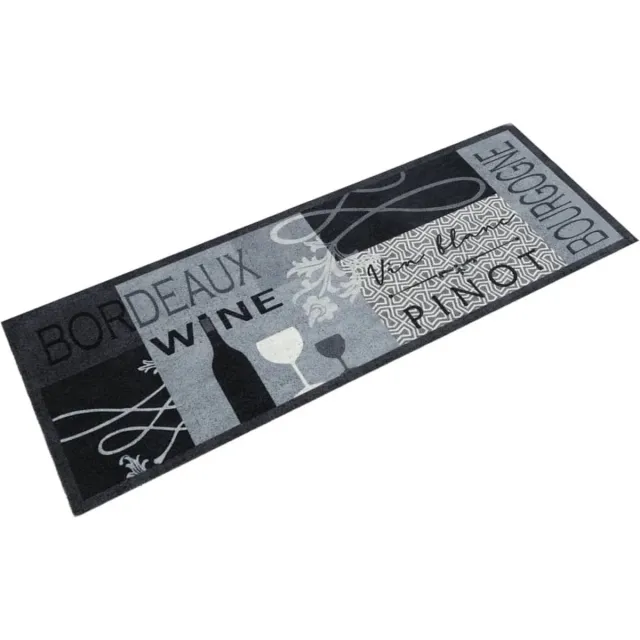 vidaXL Keukenmat - wasbaar - wijnprint - 45x150 - cm - fluweel - grijs
