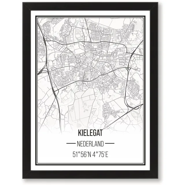 PRNTS Carnavalsprint - Kielegat - Breda - Carnaval - Poster - Zwarte lijst - Wanddecoratie - 21x30cm