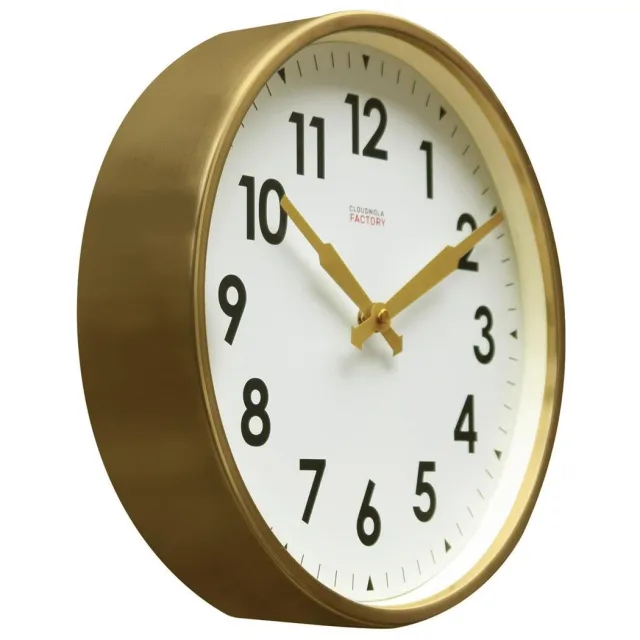 Cloudnola Factory Brushed Gold Numbers Wall clock 30 cm Arabic Klok Goud
