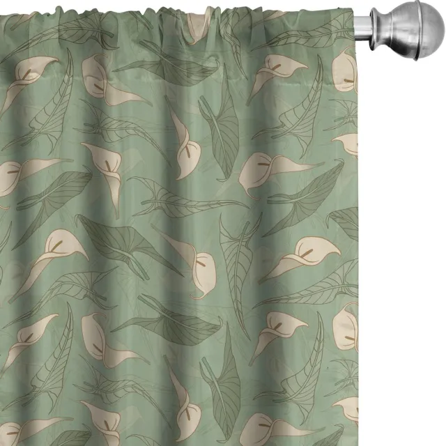 ABAKUHAUS Calla-bloemen – Gordijnen 2x75x245 cm – Microvezel – Verduisterend – crème Creme resedagrün