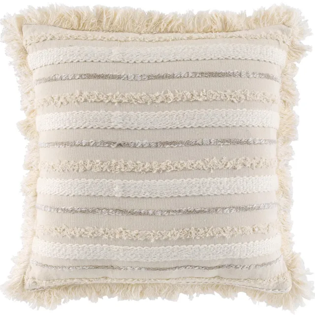 Douceur d intérieur Douceur d'intérieur - Decoratieve kussen met franjes ATLAS NATURAL, 40 x 40 cm Beige