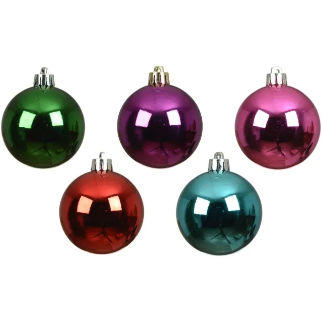 Decoris kerstballen onbreekbaar - shiny mix Multi