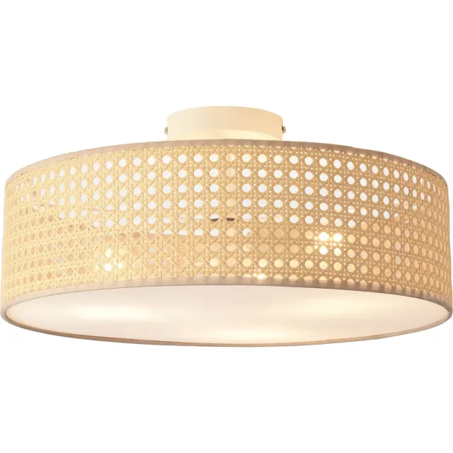 lux.pro Design plafondlamp Ascot 3xE27 wit en rotan look lux.pro
