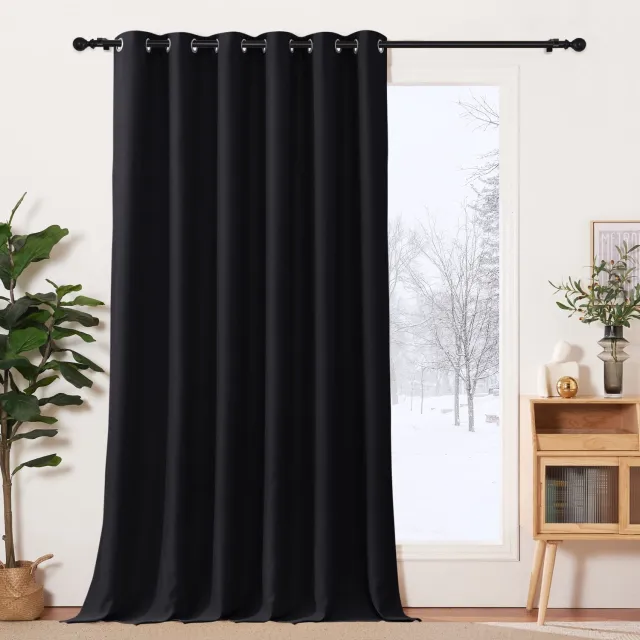 Famanu Thermische gordijnen voor woonkamer en slaapkamer, zwart, set van 1, 200 x 260 cm, met oogjes, ontworpen met drievoudige weeftechnologie voor diepe verduistering en comfortabele leefomgeving
