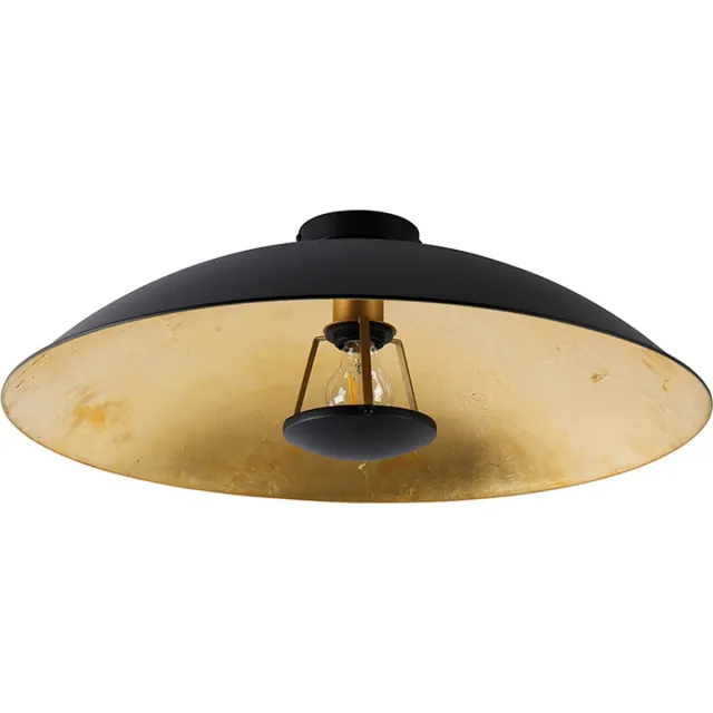 QAZQA emilienne - Moderne Plafondlamp - 1 lichts - Ø 60 cm - Zwart Goud - Woonkamer | Slaapkamer | Keuken