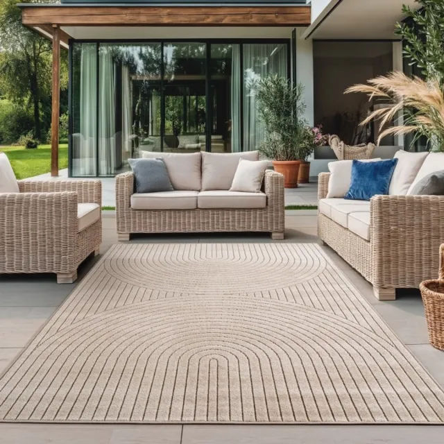 TapisTrend Buiten- en terraskleden Beige Buitenkleed, voor woonkamer en slaapkamer, UV-bestendig, antislip, natuurlijke uitstraling