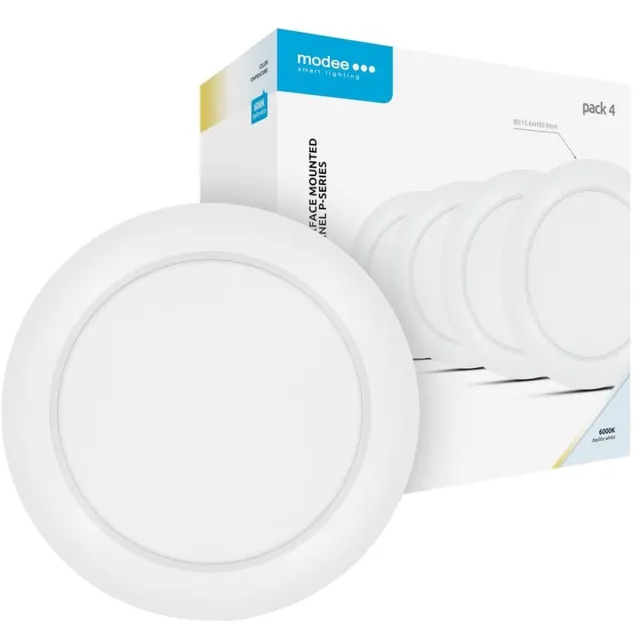 Modee LED Paneel Rond Opbouw - 18W - 1980lm - 21.5x3cm - 4000K - Neutraal Wit - 4 stuks