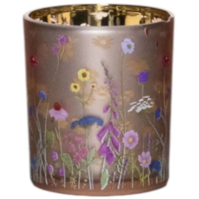 Mars & More Wilde bloemen - theelichthouder glas - hommels - 8 cm multi kleuren hommels