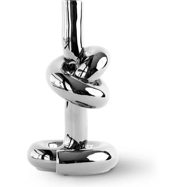 Geknoopte Kandelaar Zilver / Knotted Candleholder Silver | Dutch Design kandelaar Werkwaardig.
