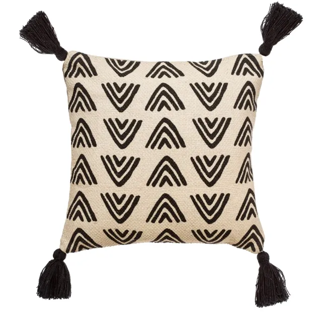 Sass & Belle Driehoeken kussen zwart wit - Sass & Belle Multi