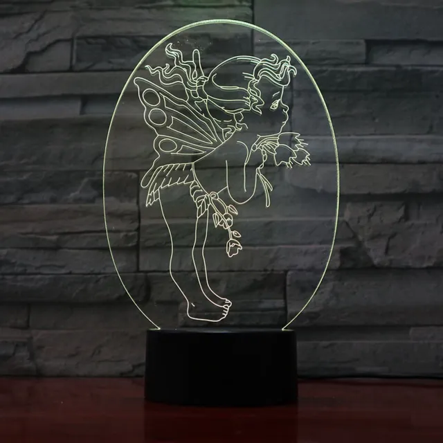 MC Living 3D Led Lamp Met Gravering - RGB 7 Kleuren - Elfje