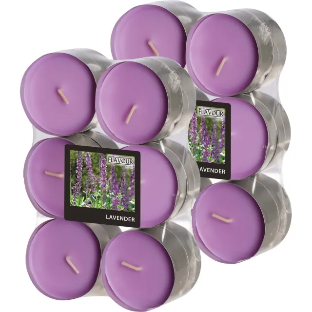 Conpax Candles Geur theelichtjes/waxinelichtjes - Maxi - 24x - Lavender aroma - 8 branduren Lavender paars