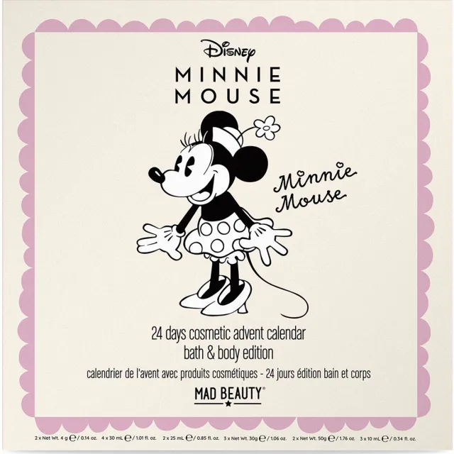 MAD BEAUTY LIMITED Adventskalender disney minnie mouse - 24 verrassingen - beauty en verzorging - kerstkalender - 37 x 37 x 4,5 cm roze