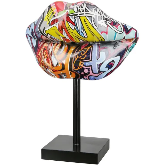 Gilde handwerk Decoratieve Sculptuur Kus Mond Street Art Design - Hars - 26 cm Hoog Multicolor