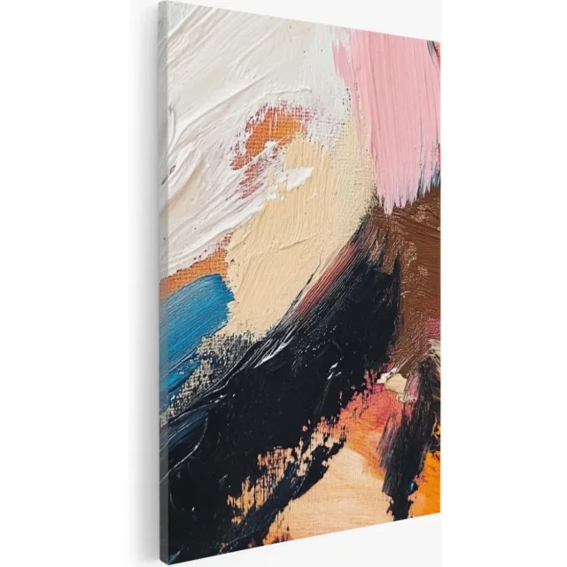 Saammp Canvas Schilderij - Groffen verf strepen- Abstract kunstwerk - 40x60 - Foto op canvas - Wanddecoratie - Muurdecoratie Woonkamer - Slaapkamer decoratie - Canvas Print Multicolor