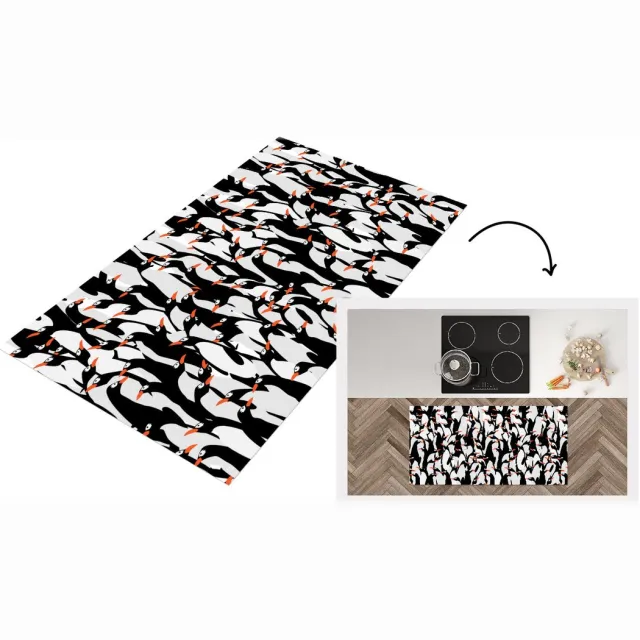 KitchenYeah Keukenloper - Loper keuken - Pinguïns - Dieren - Patronen - Zentangle - Keukenloper vinyl Multicolor