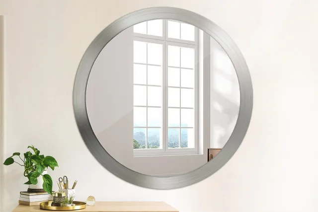 Coloray Bedrukte Spiegel - Imitatiemetaal Spiegel Met Print - 100 cm - Zilver Bedrukte Spiegel - Spiegel Met Print - Wandspiegel Met Print - Wandspiegel Decoratieve Print Zilver Imitatiemetaal