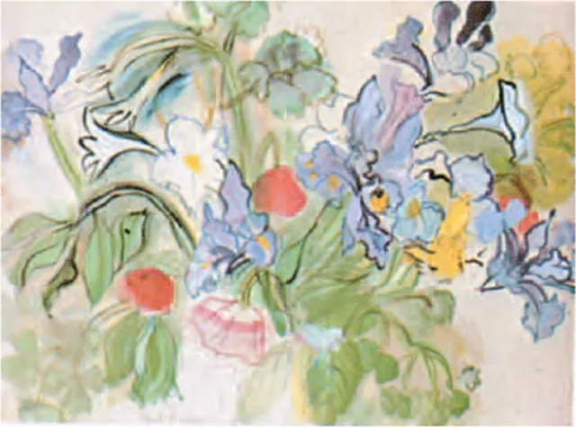 Catch Projecten Mini kunstposter - Raoul Dufy - Klaprozen en irissen - 24x30 cm Multicolor