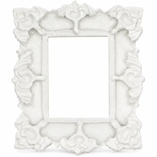 SWGOTA Wit miniatuurlijstje van hars 50 x 43 mm - Barok reliëf met open midden voor DIY-decoratie