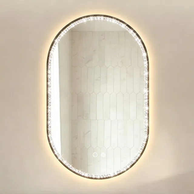 MIVRAY Wandspiegel – LED Verlichting en Anti Condens – 50 x 80 cm – Aluminium en Glas – Zwart – Badkamer Met Touchbediening