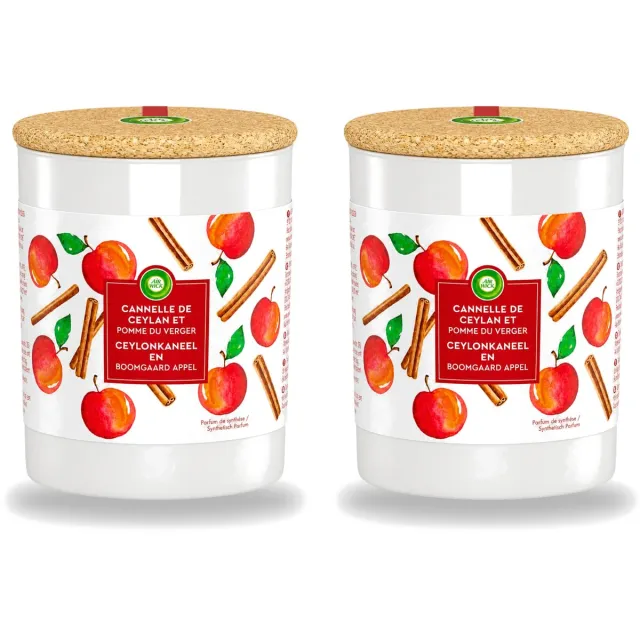 Air Wick 2 x Air Wick - Geurkaars - Kaneel & Boomgaard Appel - 35 Uur Brandduur - Voordeelverpakking - 2 stuks Rood