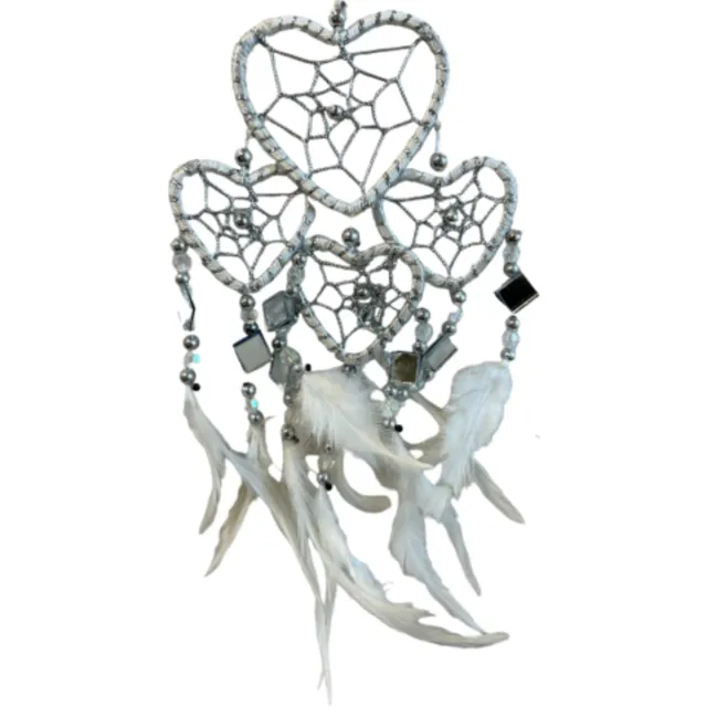 Ruben Robijn Dromenvanger hartje met spiegels - wit - 6 cm - Dreamcatcher