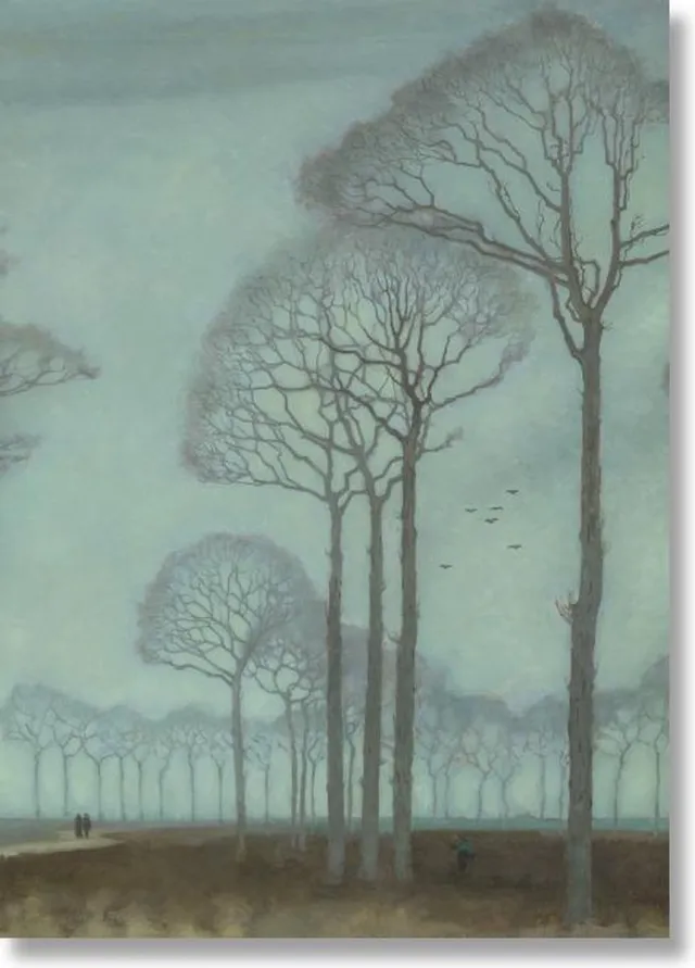 Lanzfeld (museumwebshop.com) Poster, 50x70, Jan Mankes, Bomenrij blauw