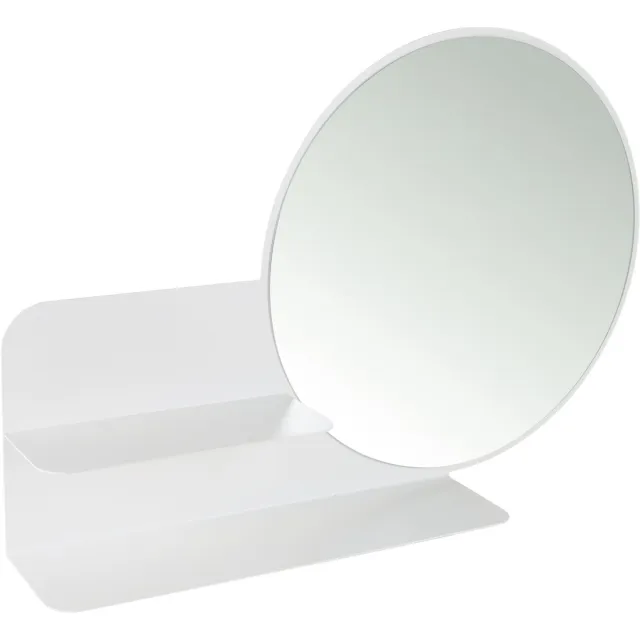 Gorillz Clever Wandspiegel met Plankje - spiegel rond - 85 x 56 cm - Wit