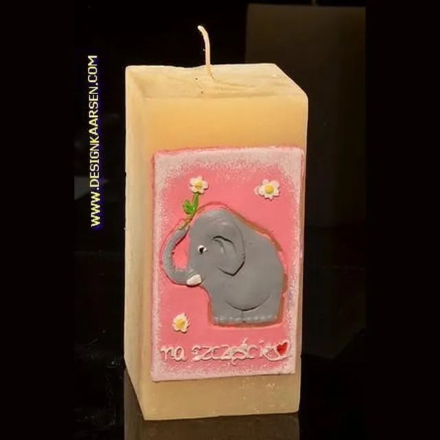 MilaNNE Olifant kaars ROZE Rechthoek, H: 15 cm
