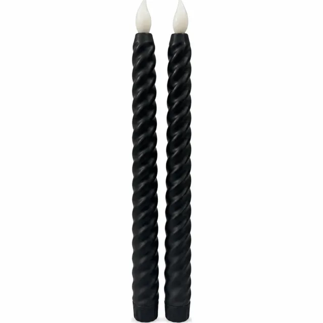 SWGOTA led kaarsen - 1 zwarte LED-staafkaars met spiraalvormige behuizing en vlamvormige top, voor tafeldecoratie, zonder afstandsbedieningsfunctie