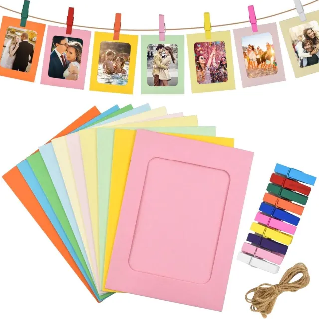 Ibenzoa Divers Fotolijsten Collectie - 30 Stuks met Verstelbare Clips en Touw multi