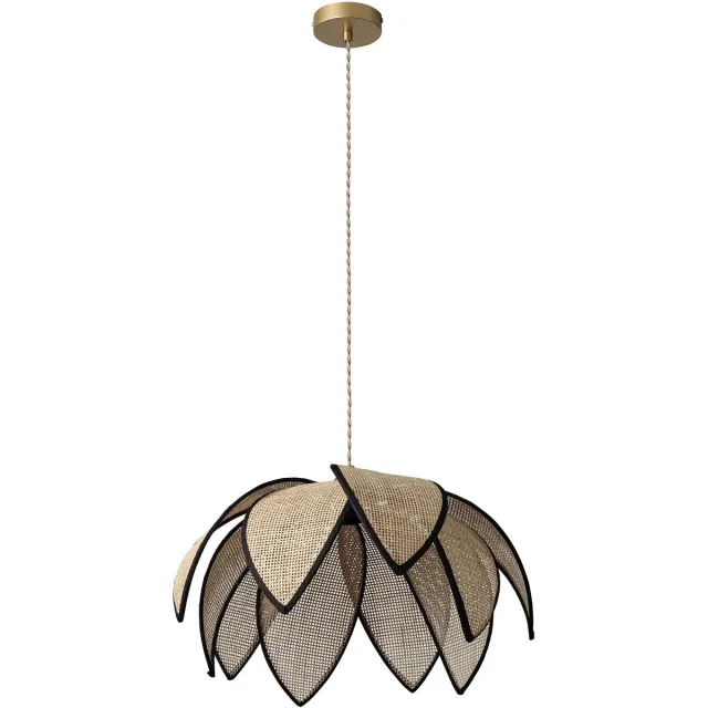Osram DECOR Rattan Lotus Hanglamp 480mm E27 Bruin, Rattan, Metaal, natuurlijk, voor Woonkamer en Slaapkamer Beige