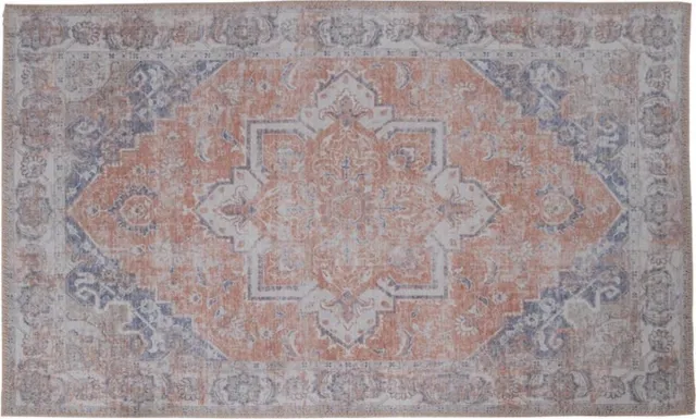 House Nordic Hawai vloerkleed 160x230 cm oranje en blauw.