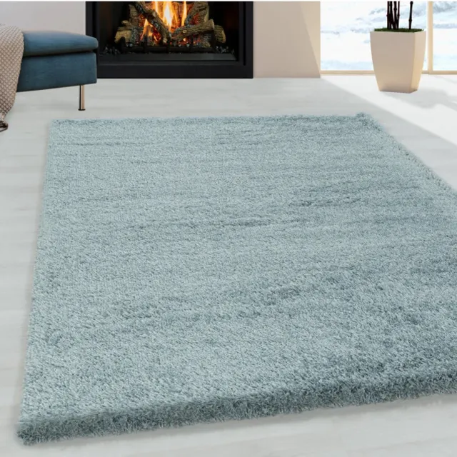 TapisTrend Harig tapijt Blauw 160 cm rond Hoogpolig vloerkleed voor de woonkamer, aangenaam zacht vloerkleed voor de slaapkamer