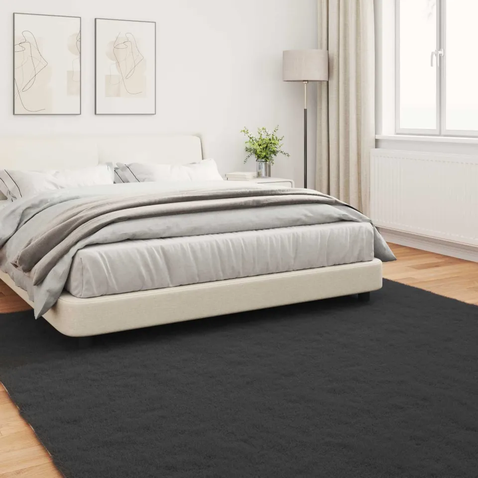 vidaXL Antislip vloerkleed van imitatie konijnenbont OLITE Zwart, foto 4