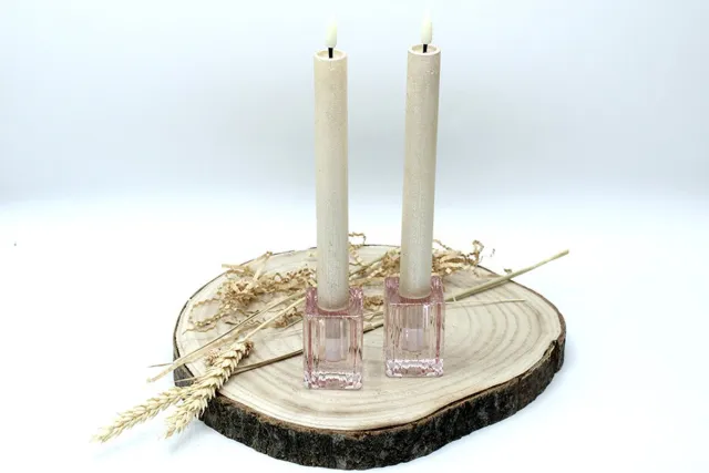 Mansion Atmosphere beige champagne LED dinerkaars 24,5 cm - set van 2