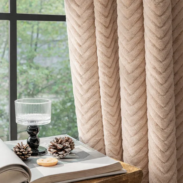 MUPOO Thermisch Gordijn Isolerend Verduisterend – Dik Dubbellaags Raamgordijn tegen Kou & Hitte – Geluidsisolerend Blackout Gordijn voor Woonkamer en Slaapkamer – Beige – 1 Stuk (B200×L260cm)