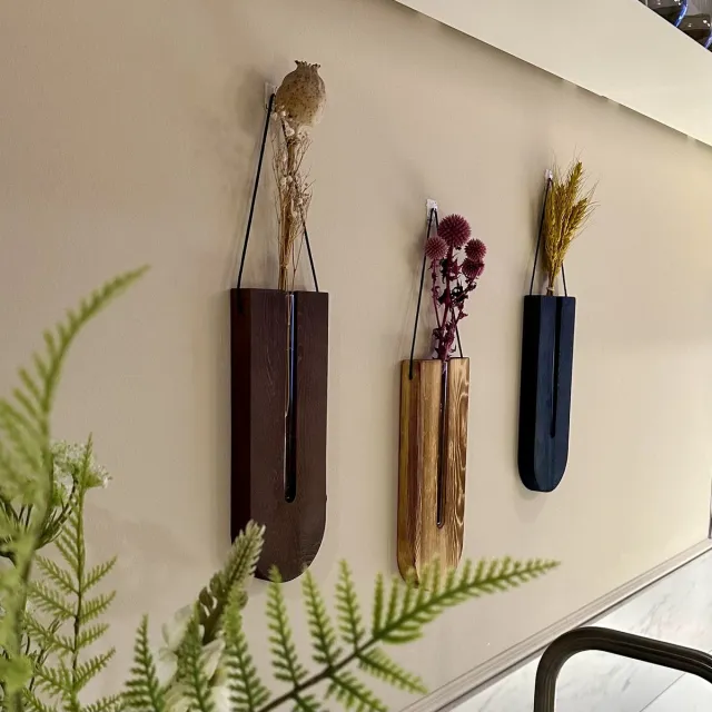 Wandyard Handgemaakte Muurvaasjes - Brown, Burned, Charcoal (Set van 3) Gratis Zelfklevende Ophanghaakjes - Stekstation - stekjes - droogbloemen - Vaasjes Chocolate Brown, Burned Finish, Charcoal
