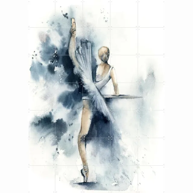 IXXI Ballerina Blue 1, Canot Stop Painting - 100 x 140 cm - Grote wanddecoratie en posters - Aquarel, Woonkamer, Slaapkamer Blauw / Koele tinten / Pastel kleuren