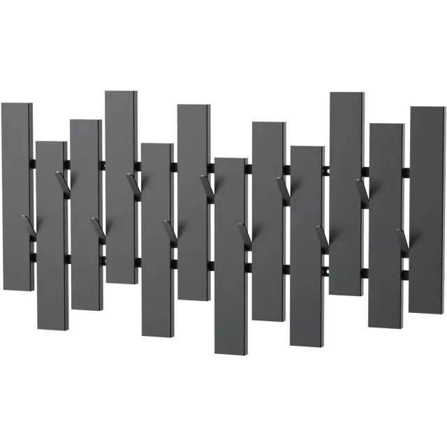 ‎DanDiBo DanDiBo Wandkapstok 3D-look - 11 haken - Zwart metaal - 72 cm