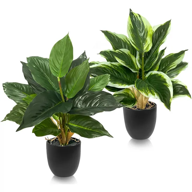 Unyqoos Set van twee levensechte kunstplanten in pot voor huis en kantoor Groen