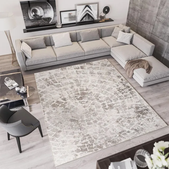 Tapiso Troya Vloerkleed Woonkamer Slaapkamer Creme Bos Hout Patroon Design Eyecatcher Interieur Stijlvol Woonsfeer Modern Trendy Duurzaam Hoogwaardig Tapijt