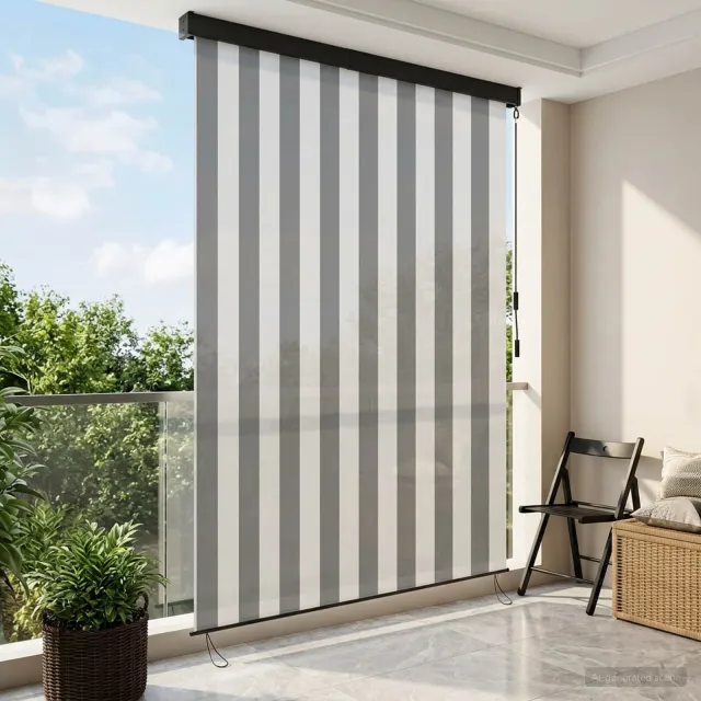 vidaXL Rolgordijn Antraciet en Wit 140 x 250 cm Stof en Aluminium Grijs