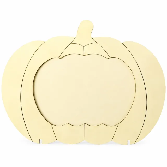 SWGOTA Houten DIY-fotolijst in pompoenvorm, ca. 19 x 14 cm, zelf te beschilderen decoratie voor Halloween en Thanksgiving Naturel
