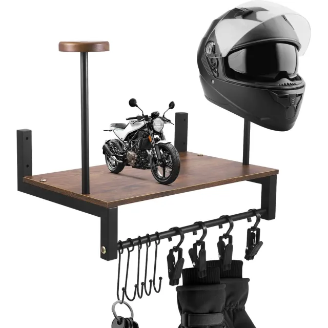 Unyqoos Wandhouder voor motorhelmen met haken en clips voor efficiënte opslag burin