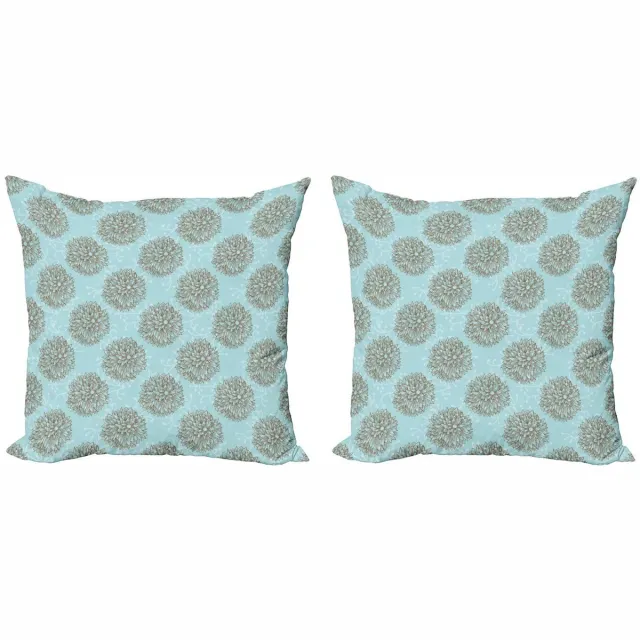 ABAKUHAUS Dahlie-Blume Kussenhoezen – Set van 2x40x40 cm – Dubbelzijdig bedrukt – Met rits – Multicolor Bruin