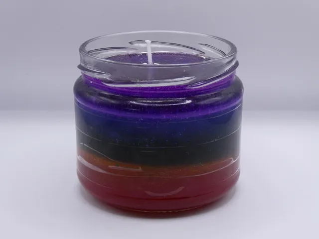 Small creations Kaars in pot. Een potje geluk. Gel wax. Regenboog